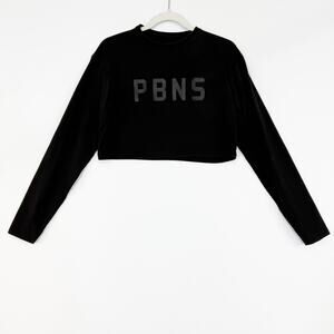 Alphalete PBNS Black Oversized Long Sleeve Cropped T-Shirt Women's XS